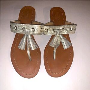 Coach Sheena Gold Leather Sandals Tassels Women’s Sz 7.5